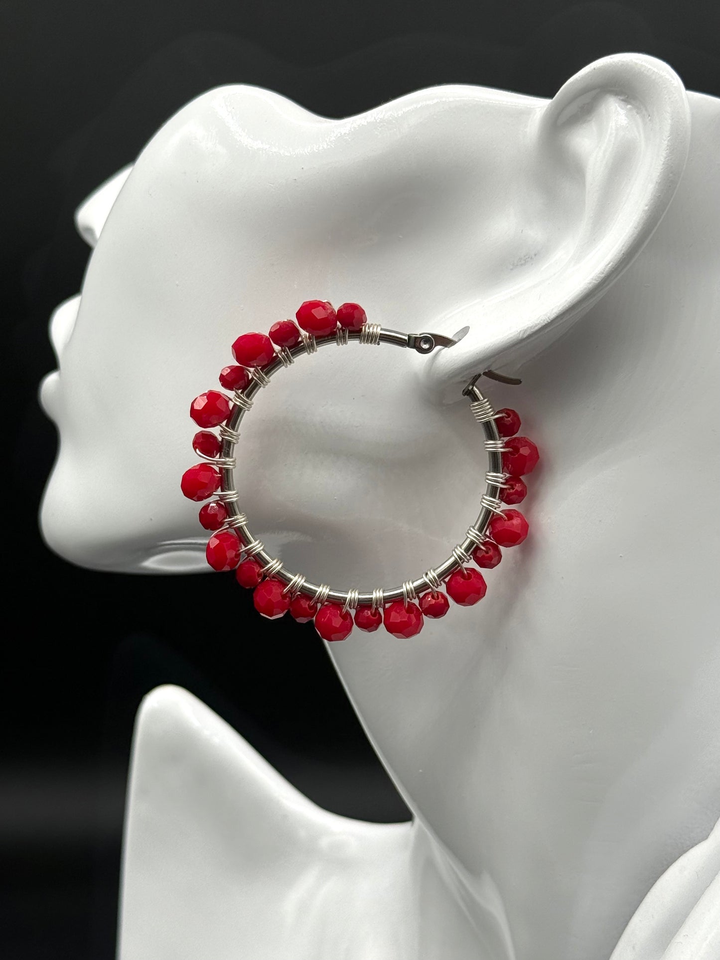 Aretes Argollas Rubí