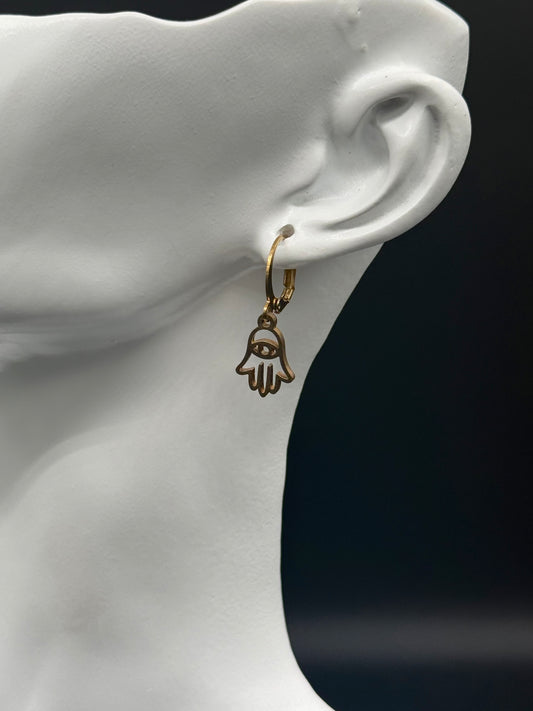 Aretes Huggies Hamsa