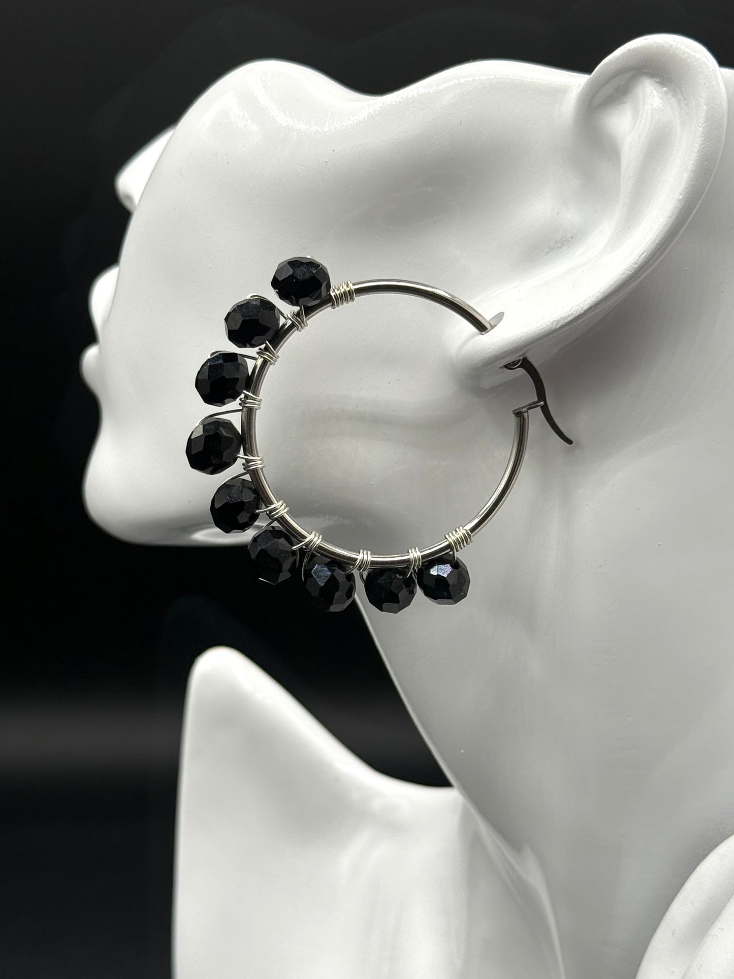 Aretes Argollas Obsidiana