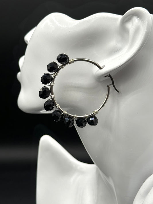 Aretes Argollas Obsidiana