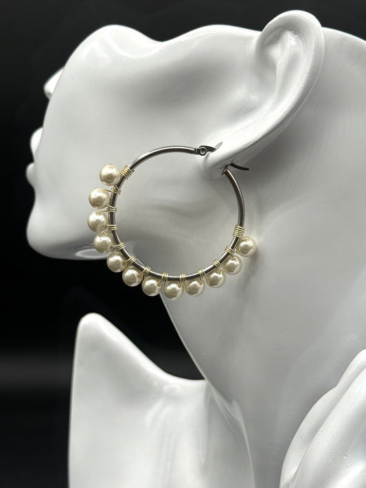 Aretes Argollas Perlina